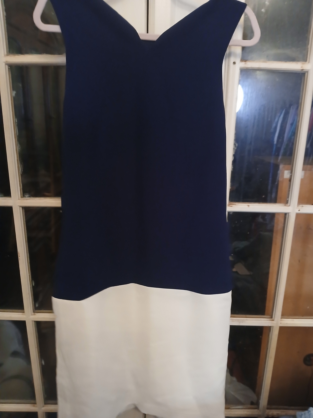Lauren Ralph Lauren Navy and White Sleeveless Midi Dress